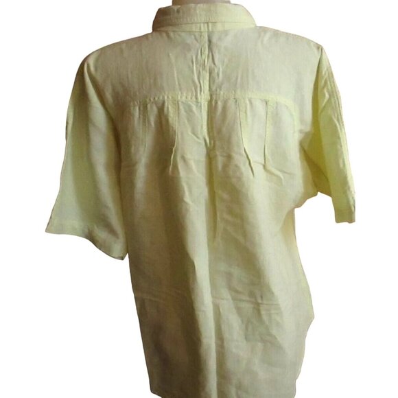 Medium True Vintage 80's Yellow Shirt Gitano Collared Front Pockets Preppy Mom - Picture 3 of 7